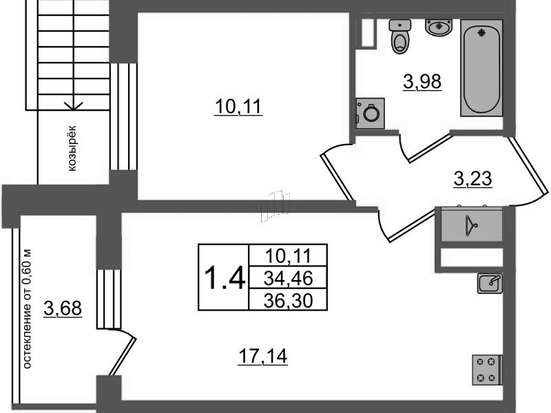 2 ккв (Евро) 34,5 м²