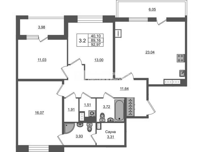 4 ккв (Евро) 89,2 м²