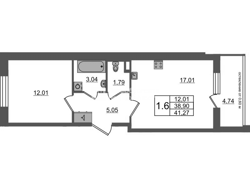 2 ккв (Евро) 38,9 м²