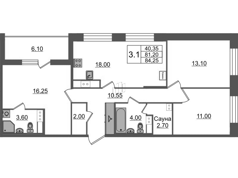 4 ккв (Евро) 81,2 м²