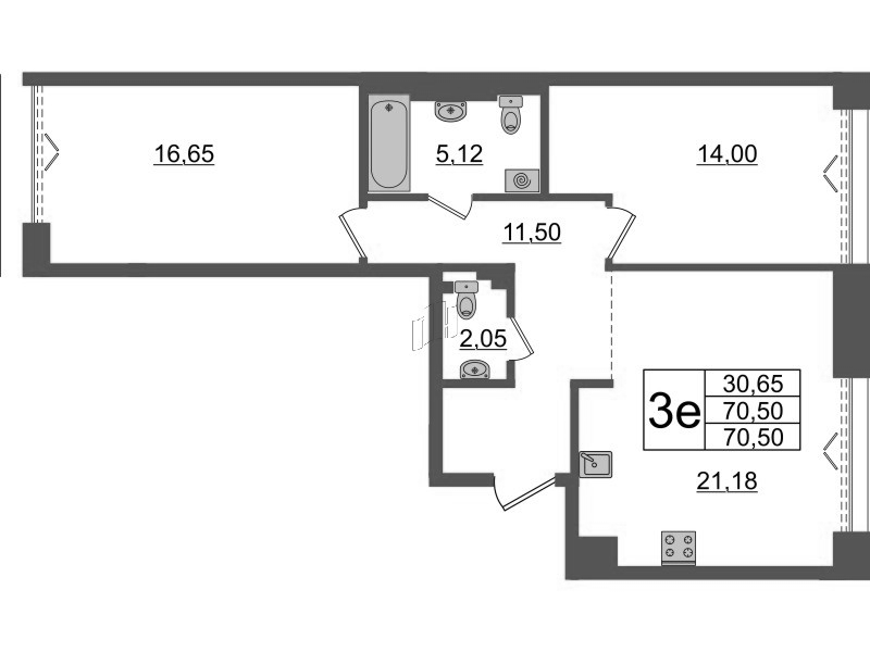 3 ккв (Евро) 70,5 м²