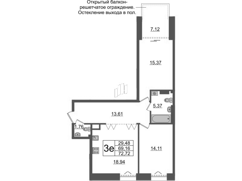 3 ккв (Евро) 69,2 м²