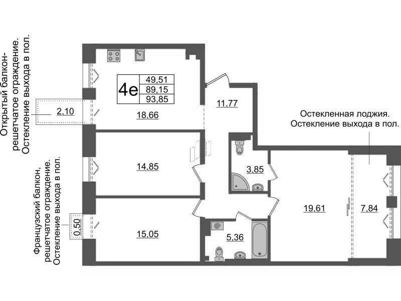 4 ккв (Евро) 89,2 м²