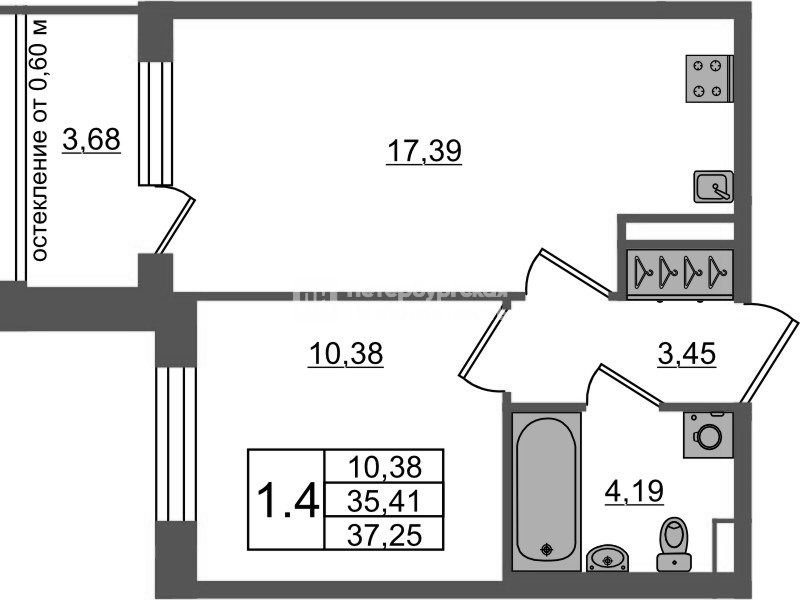 2 ккв (Евро) 35,4 м²
