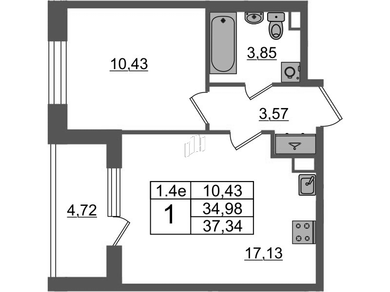 2 ккв (Евро) 35 м²