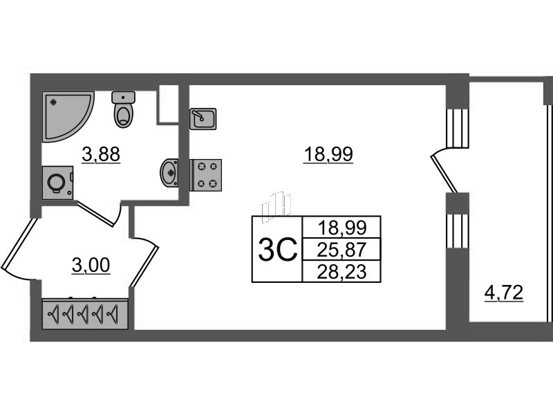 Студия 25,6 м²