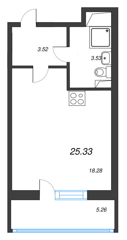 Студия 25,3 м²