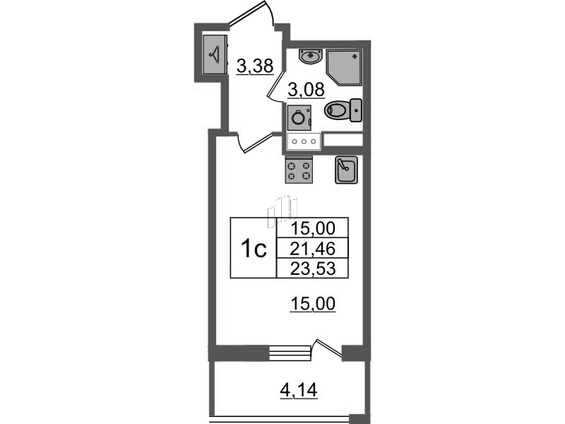 Студия 21,5 м²