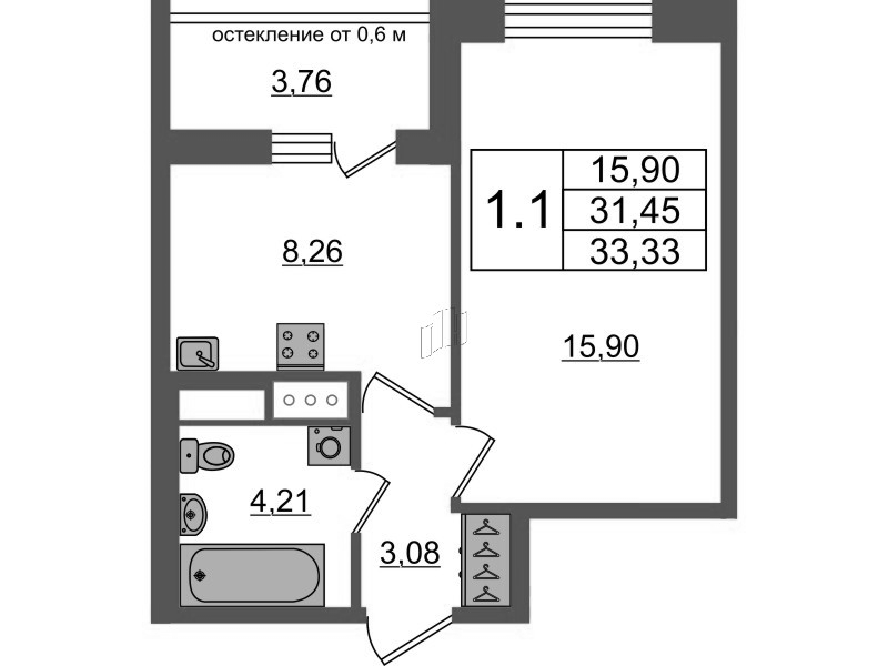 1 ккв 31,5 м²