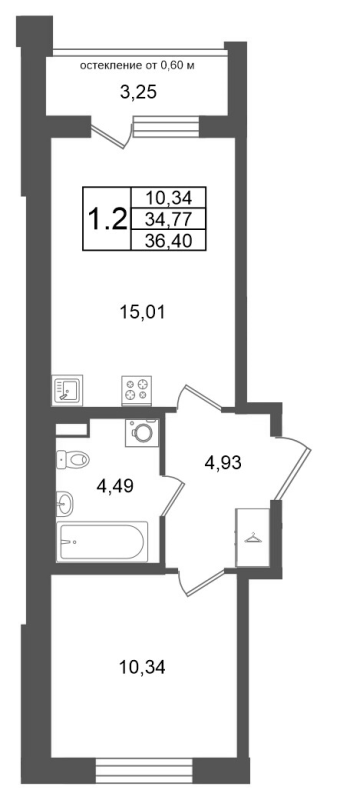 2 ккв (Евро) 34,8 м²
