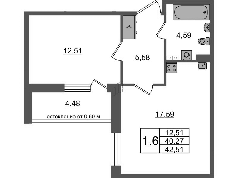 2 ккв (Евро) 40,3 м²