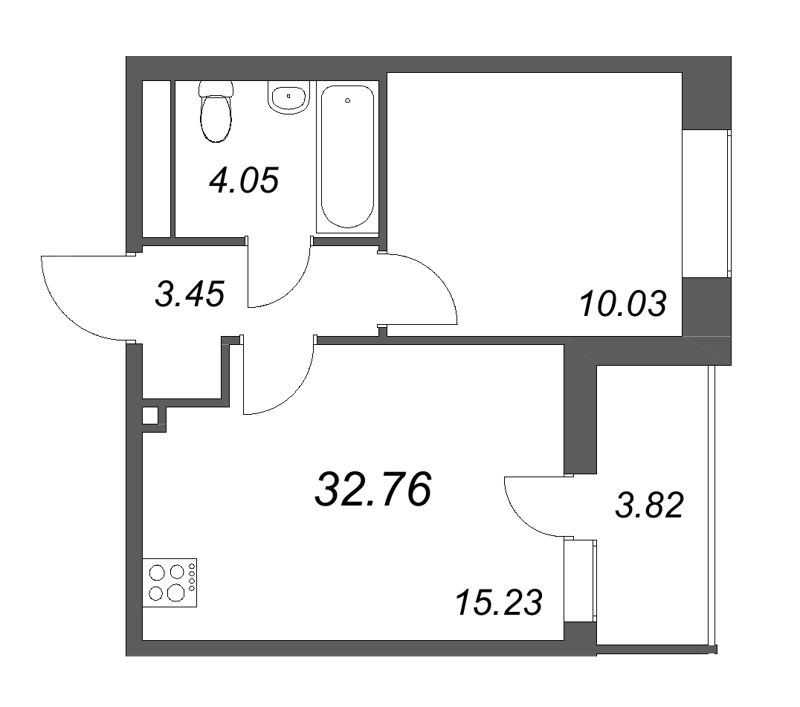 2 ккв (Евро) 32,8 м²