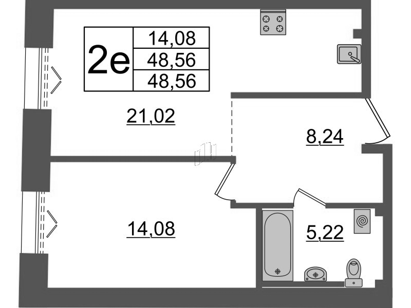 2 ккв (Евро) 48,6 м²