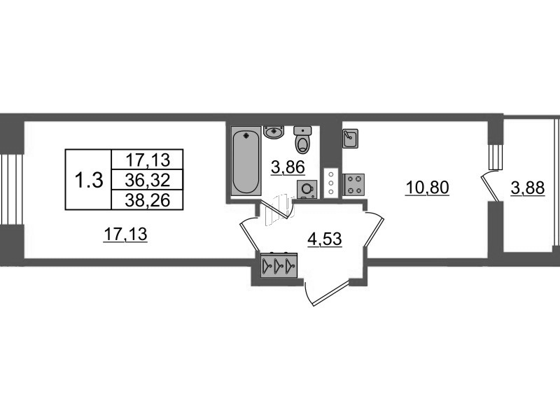 1 ккв 36,3 м²