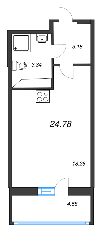 Студия 24,8 м²