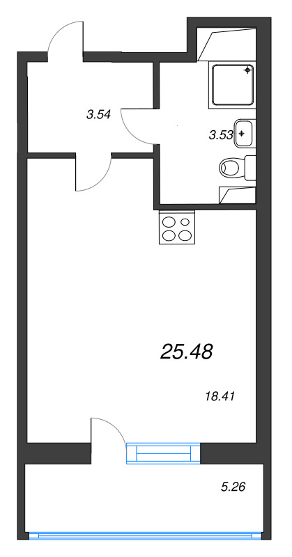 Студия 25,5 м²
