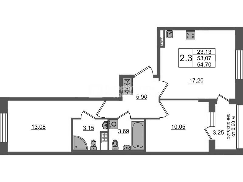 3 ккв (Евро) 53,1 м²
