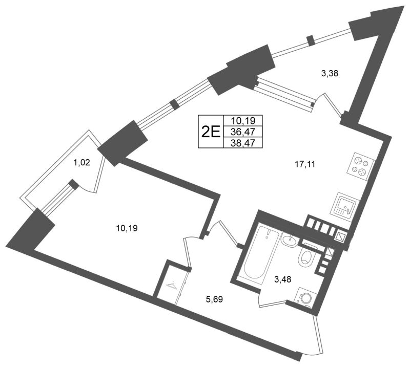 2 ккв (Евро) 36,5 м²