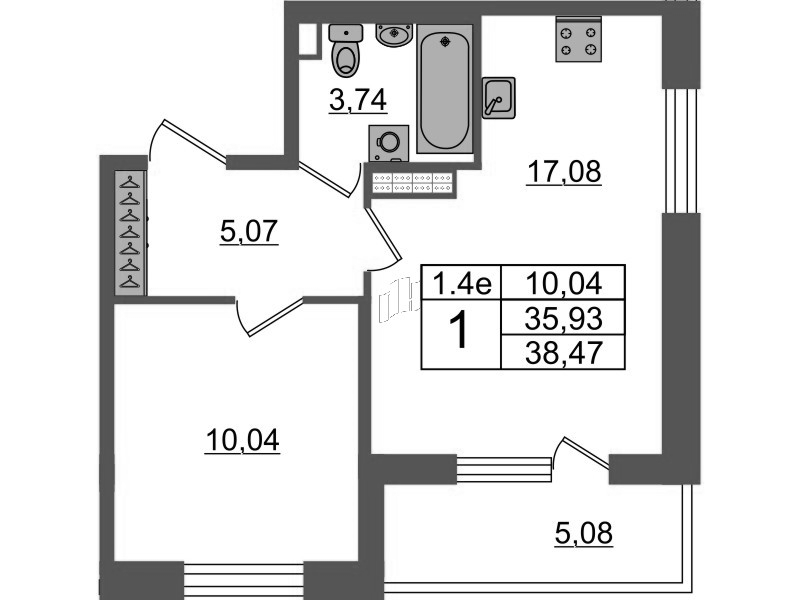 2 ккв (Евро) 35,9 м²