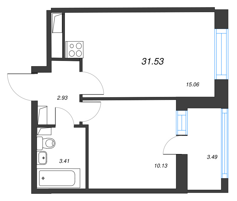 2 ккв (Евро) 31,5 м²