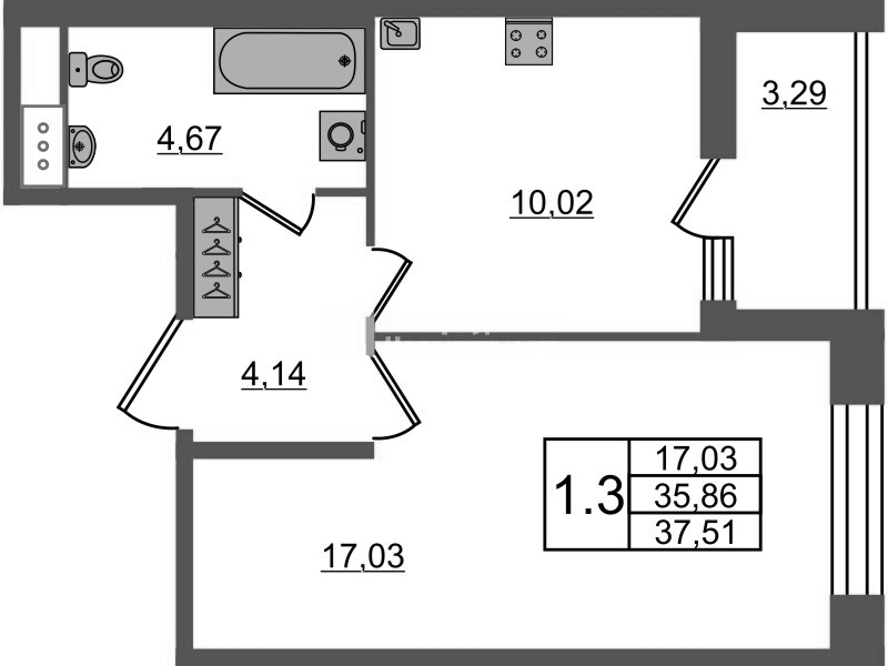 1 ккв 35,9 м²