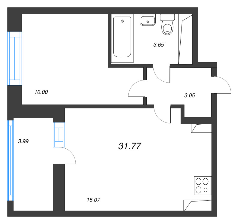 2 ккв (Евро) 31,8 м²