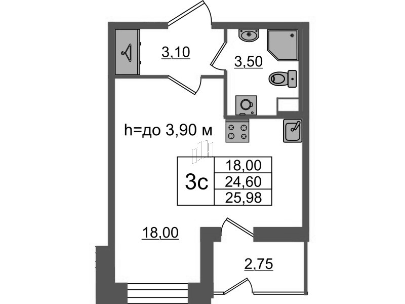 Студия 24,6 м²