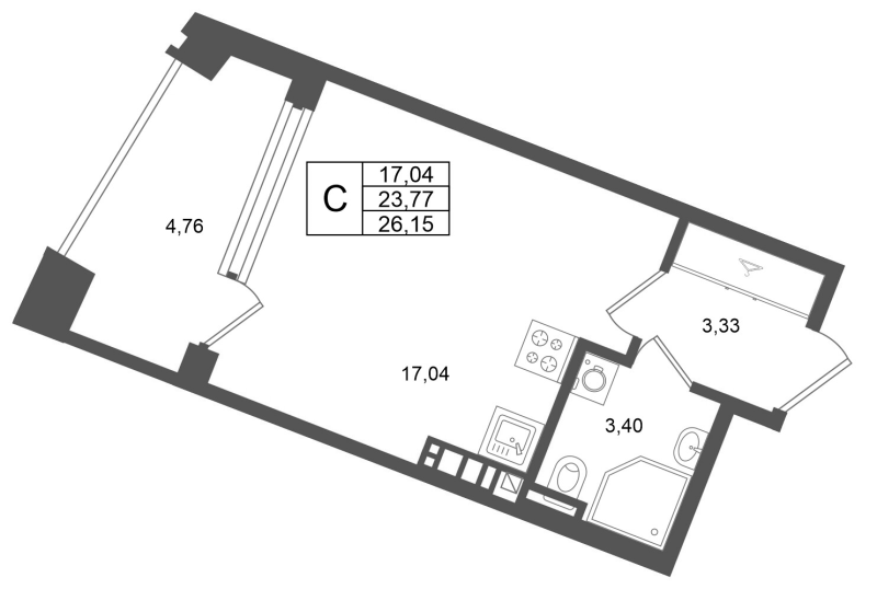 Студия 23,8 м²
