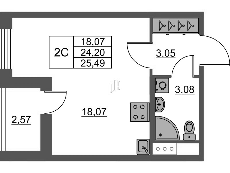 Студия 24,1 м²