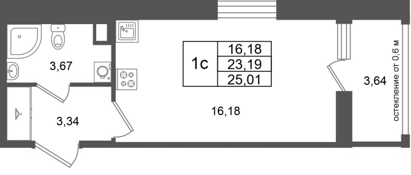 Студия 23,2 м²