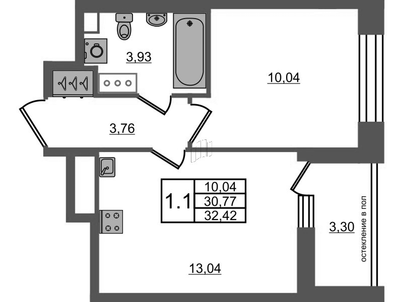 1 ккв 30,8 м²