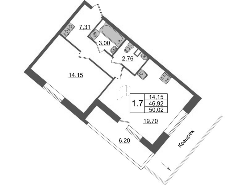 2 ккв (Евро) 46,1 м²
