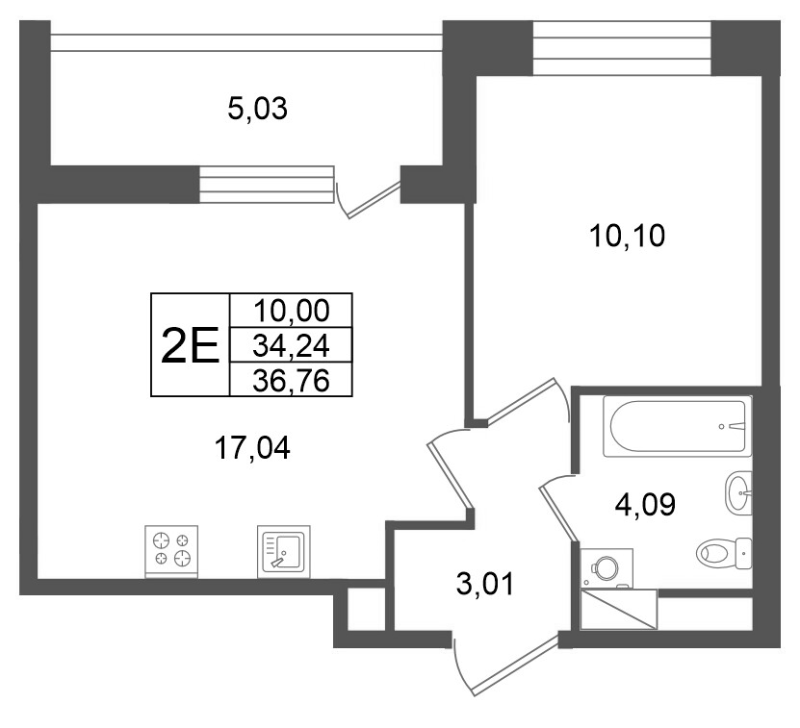 2 ккв (Евро) 34,2 м²