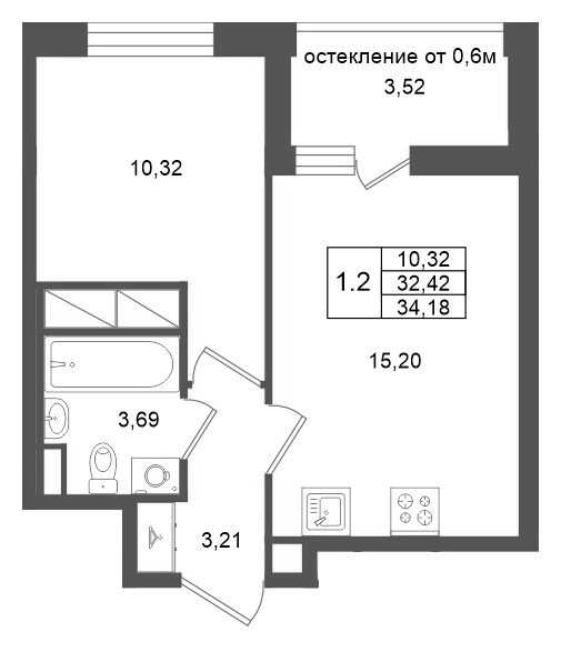 2 ккв (Евро) 32,4 м²