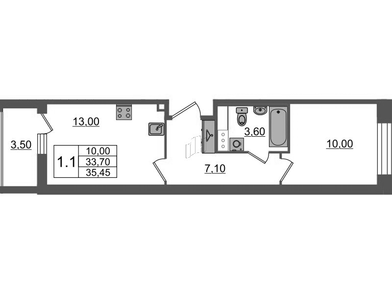 1 ккв 33,7 м²