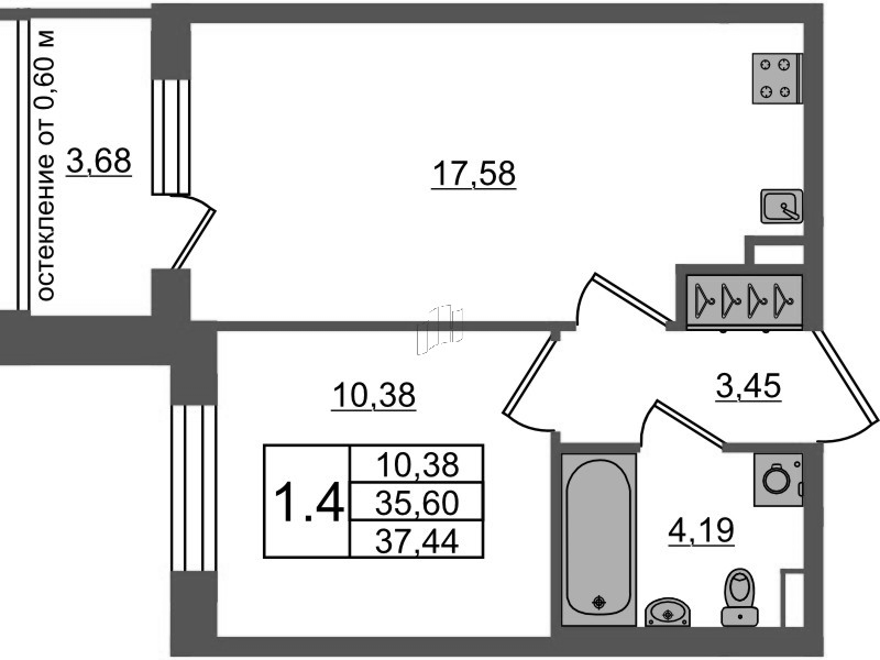 2 ккв (Евро) 35,6 м²