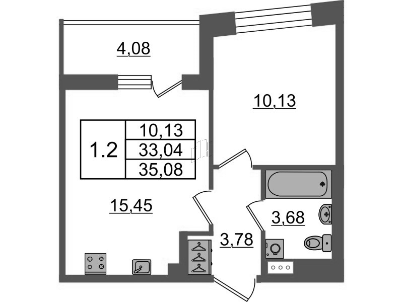 2 ккв (Евро) 33 м²