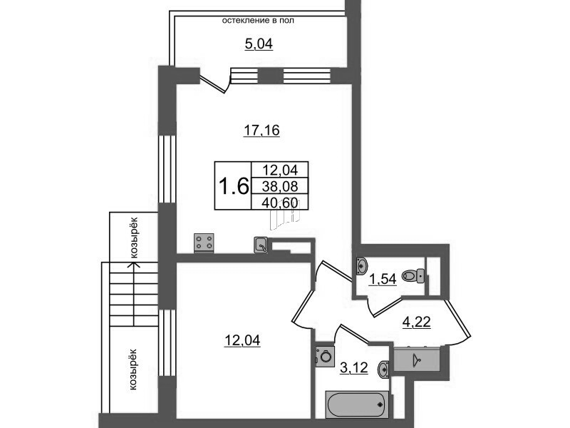 2 ккв (Евро) 38,1 м²