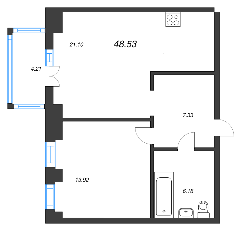2 ккв (Евро) 48,5 м²