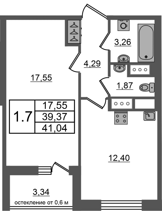 1 ккв 39,4 м²