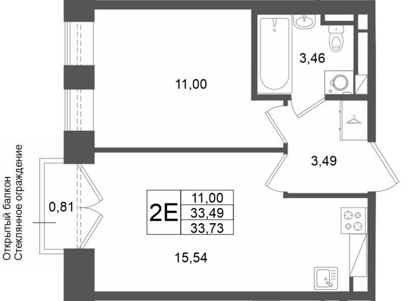 2 ккв (Евро) 33,5 м²