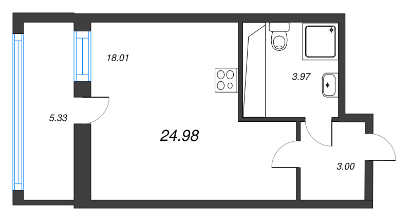 Студия 25 м²