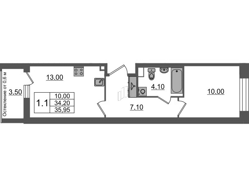1 ккв 34,2 м²
