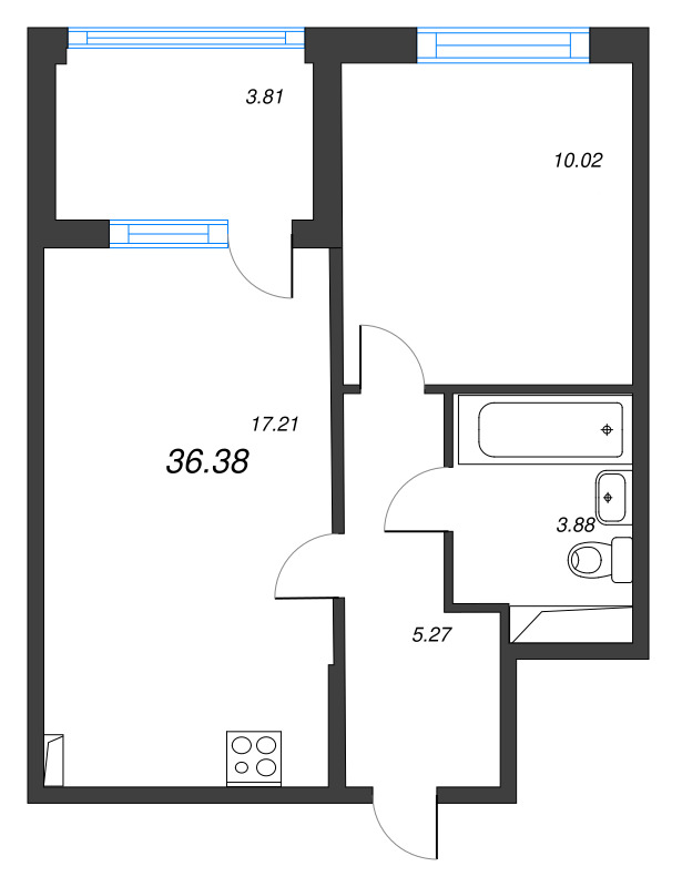 2 ккв (Евро) 36,4 м²