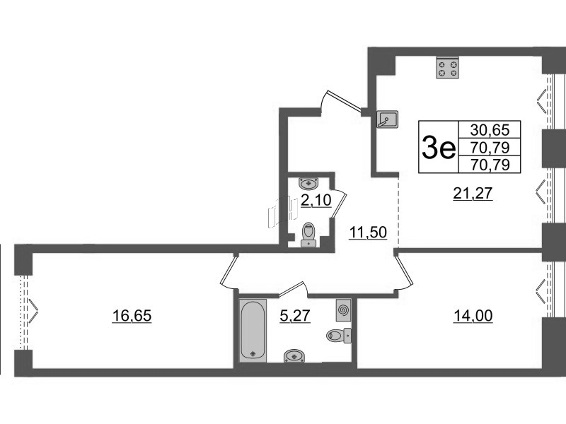 3 ккв (Евро) 70,8 м²