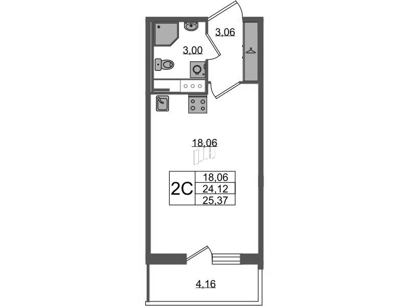 Студия 24,1 м²