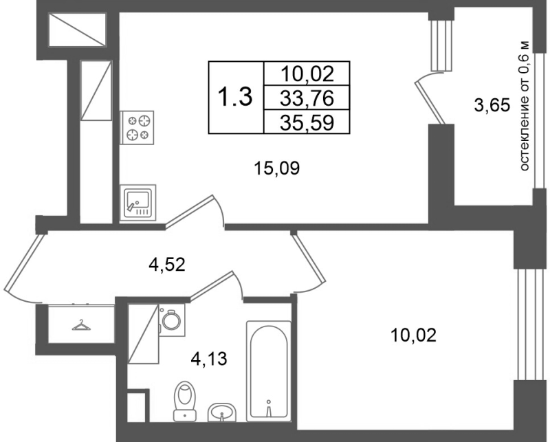 2 ккв (Евро) 33,8 м²