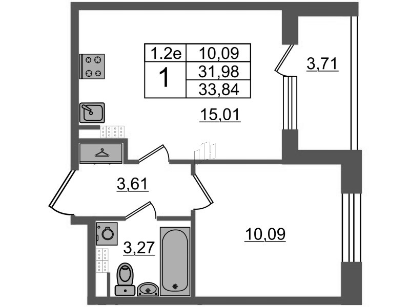 2 ккв (Евро) 32 м²