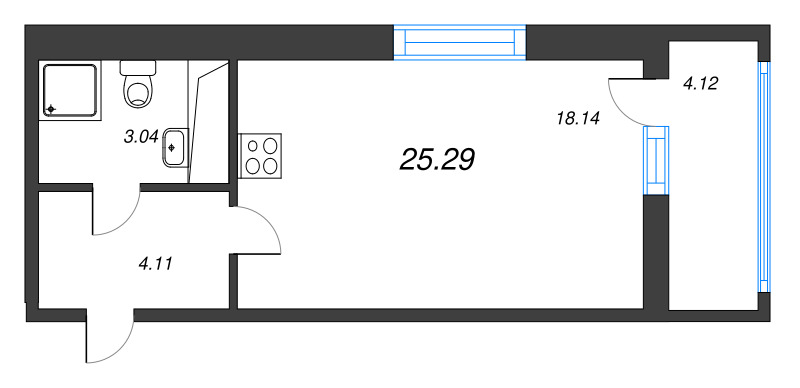Студия 25,3 м²