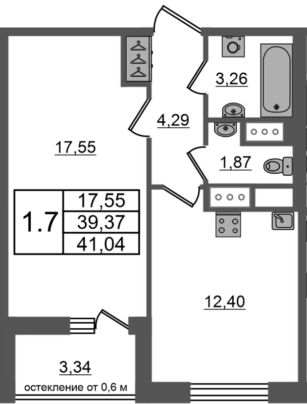 1 ккв 39,4 м²